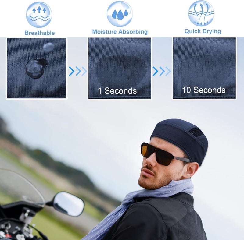 vidsel Skull Cap Cooling Helmet Liner Beanie Breathable Mesh Sweat Wicking Cycling Running Hat for Men Women - Image 3